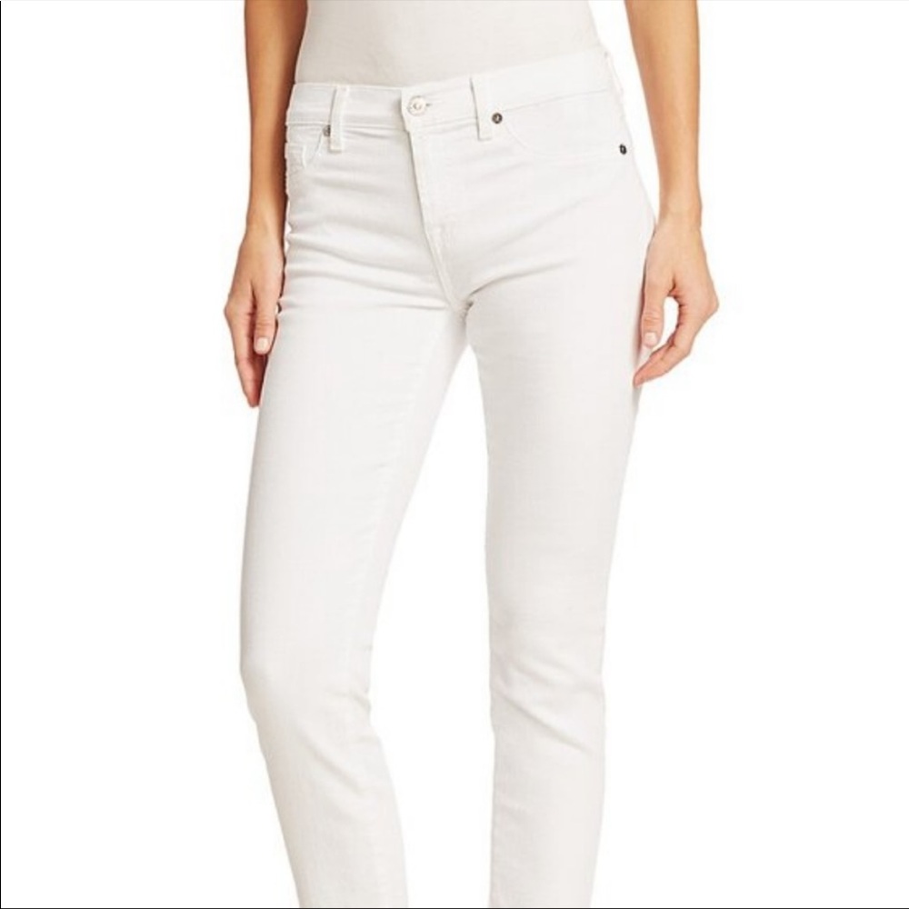 NWT - 7 Seven Brand White Ankle Cropped Denim Jeans with Embroidery Sz:32